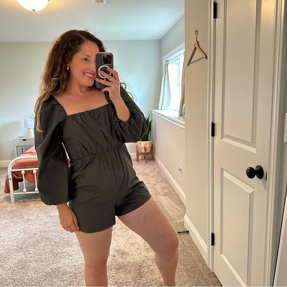 Anthropologie Mare Mare Charcoal Gray Romper Cotton XS - Picture 4 of 13